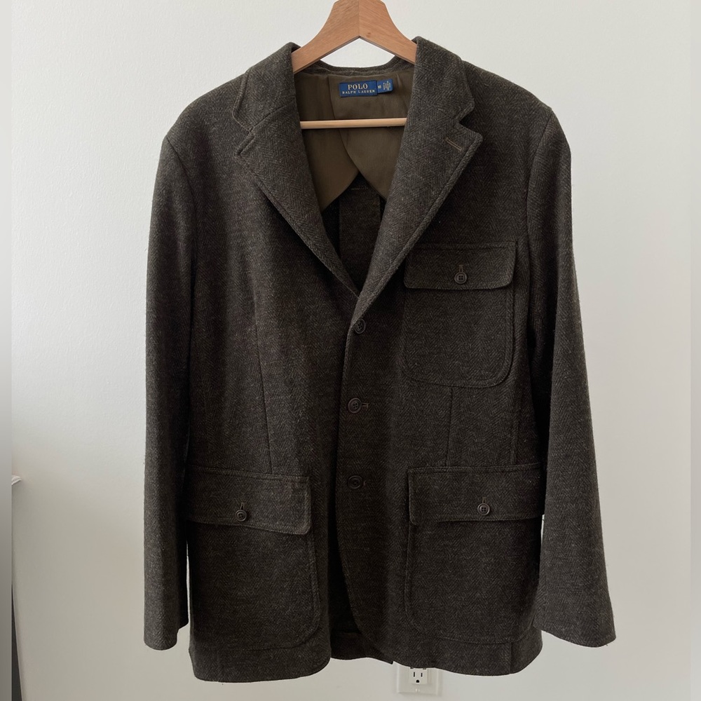 [RALPH LAUREN] Herringbone Wool Blend Blazer Jacket
